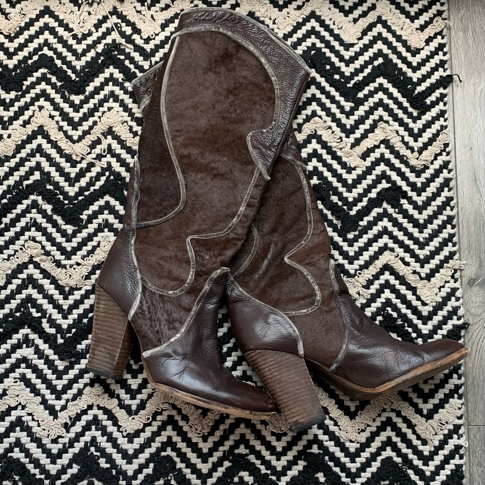 Vintage Tall Western Boot  Vero Cuoio Italian made